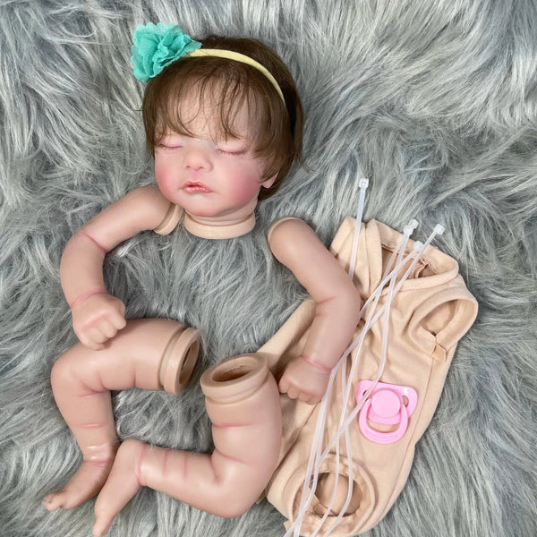 19 Inch Already Painted Reborn Doll Kits Sam With Hair Transplant Lifelike 3D Painted Skin Visible Veins Handmade Mold-Maternity Miracles - Mom & Baby Gifts