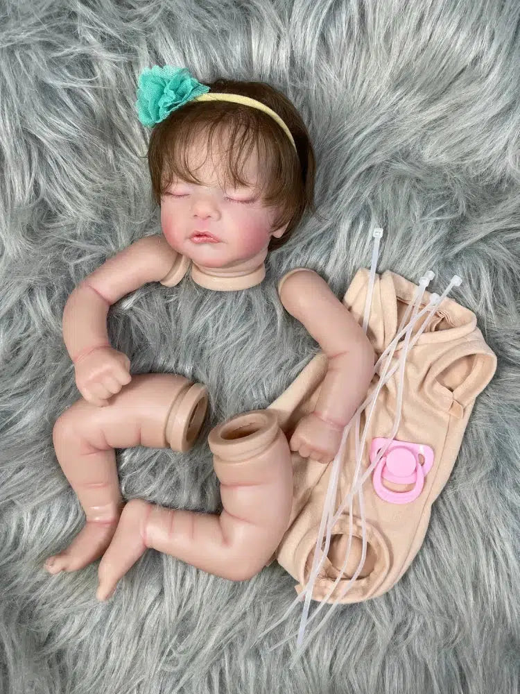 19 Inch Already Painted Reborn Doll Kits Sam With Hair Transplant Lifelike 3D Painted Skin Visible Veins Handmade Mold-Maternity Miracles - Mom & Baby Gifts