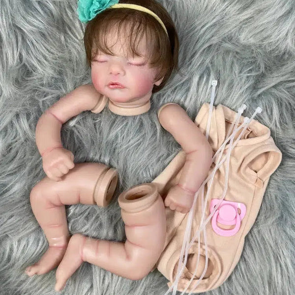 19 Inch Already Painted Reborn Doll Kits Sam With Hair Transplant Lifelike 3D Painted Skin Visible Veins Handmade Mold-Maternity Miracles - Mom & Baby Gifts