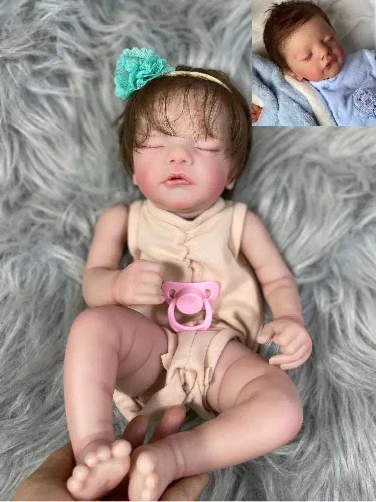 19 Inch Already Painted Reborn Doll Kits Sam With Hair Transplant Lifelike 3D Painted Skin Visible Veins Handmade Mold-Maternity Miracles - Mom & Baby Gifts