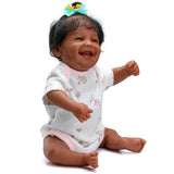 NPK 49CM Full Body Soft Silicone Bebe Doll Reborn African American Black Dark Skin Baby Sweet Happy Baby Waterproof Bath Toy-Maternity Miracles - Mom & Baby Gifts