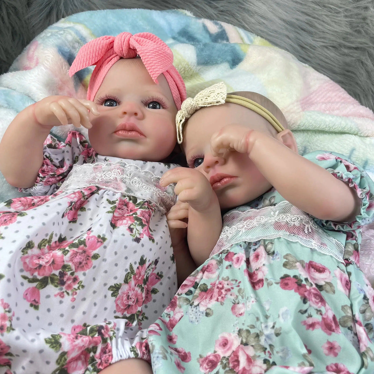 MRB 50CM LouLou Awake Twins Girl Reborn Baby Dolls Lifelike Silicone Vinyl Newborn 3D Skin Visible Veins DIY Toys For Girls-Maternity Miracles - Mom & Baby Gifts