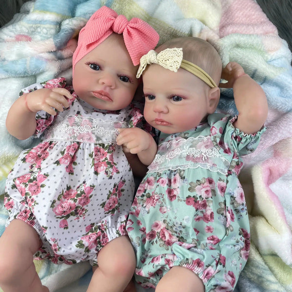 MRB 50CM LouLou Awake Twins Girl Reborn Baby Dolls Lifelike Silicone Vinyl Newborn 3D Skin Visible Veins DIY Toys For Girls-Maternity Miracles - Mom & Baby Gifts