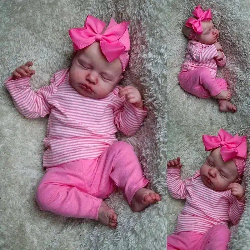 50CM Already Finished Reborn Baby LouLou Asleep Doll Soft Body Lifelike 3D Skin with Visible Veins Handmade Doll Gift For Kids-Maternity Miracles - Mom & Baby Gifts