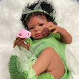 MRB 50CM Reborn Baby Doll Lanny African American Dark Skin Girl Cuddly Doll Lovely Black Girl Collectible Art Christmas Doll-Maternity Miracles - Mom & Baby Gifts