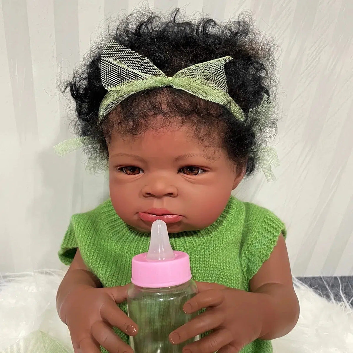 MRB 50CM Reborn Baby Doll Lanny African American Dark Skin Girl Cuddly Doll Lovely Black Girl Collectible Art Christmas Doll-Maternity Miracles - Mom & Baby Gifts