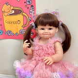 NPK 55CM Reborn Toddler Doll with Pink Dress Full Body Soft Silicone Raya Lifelike Soft Touch High Quality Doll Gifts-Maternity Miracles - Mom & Baby Gifts