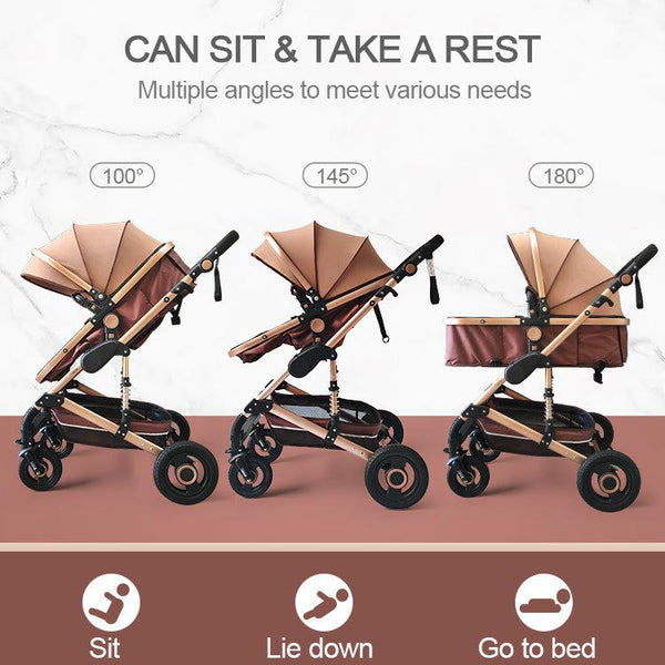 Black/Gold 3-in-1 Baby Stroller Luxury Travel System-Maternity Miracles - Mom & Baby Gifts