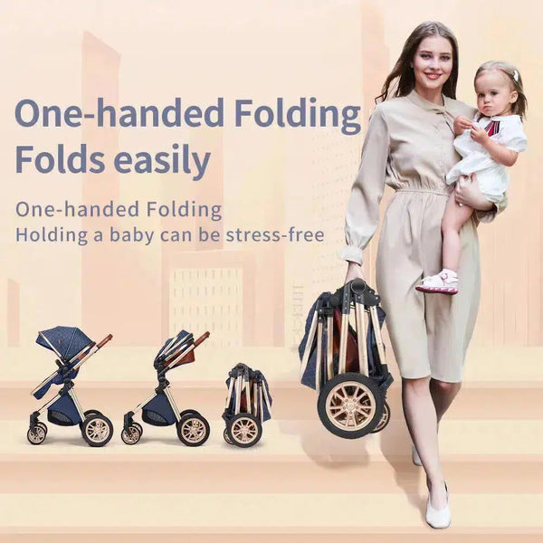 Black/Gold Premium 3-in-1 Baby Stroller-Maternity Miracles - Mom & Baby Gifts