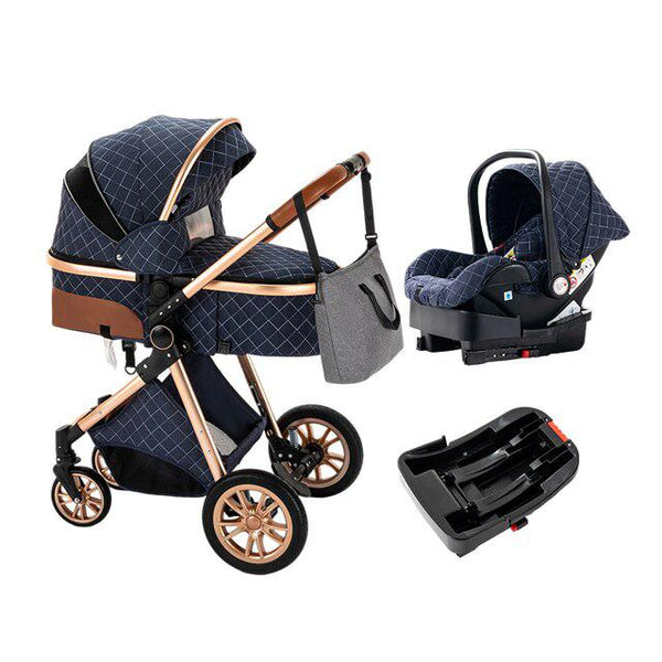 Brilliant Dark Blue Premium 3-in-1 Baby Stroller-Maternity Miracles - Mom & Baby Gifts