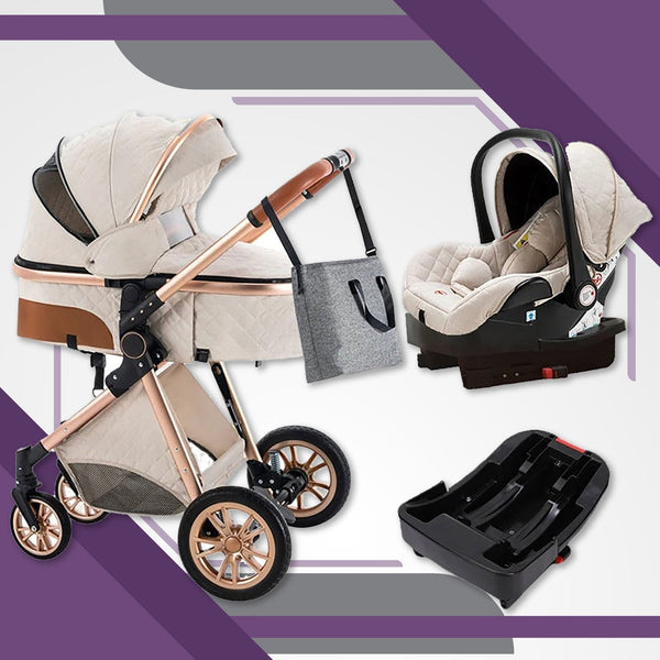 Creamy White Premium 3-in-1 Baby Stroller-Maternity Miracles - Mom & Baby Gifts