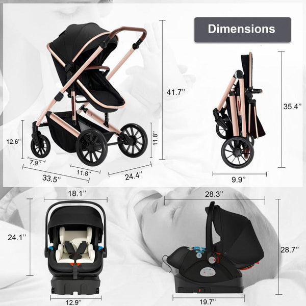 Deluxe 3 in 1 Baby Stroller Travel System-Maternity Miracles - Mom & Baby Gifts