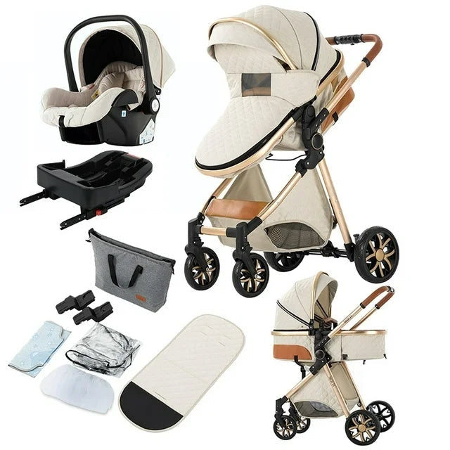 Creamy White Premium 3-in-1 Baby Stroller-Maternity Miracles - Mom & Baby Gifts