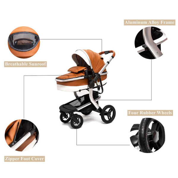 3-in-1 Baby Stroller 2022 Luxury Travel System (Car Seat Base Included)-Maternity Miracles - Mom & Baby Gifts